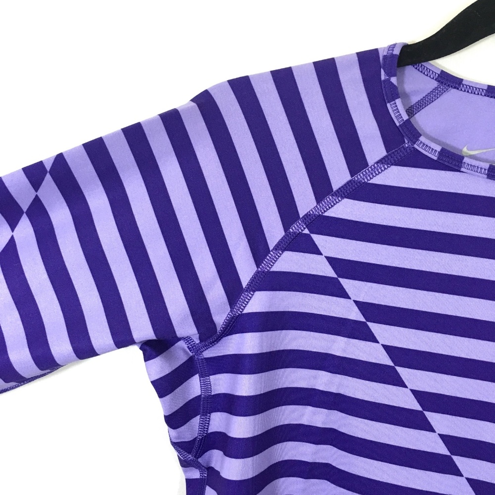 Nike Dry Fit Fitted Striped Long Sleeve Top Sz M - Picture 4 of 7